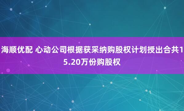 海顺优配 心动公司根据获采纳购股权计划授出合共15.20万份购股权